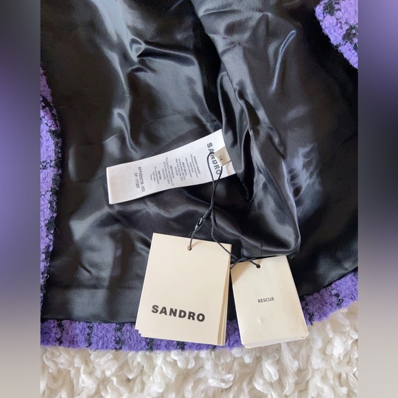 NWT Sandro Simona Double-Breasted Tweed Crop Blazer Jacket Coat - Picture 5 of 6